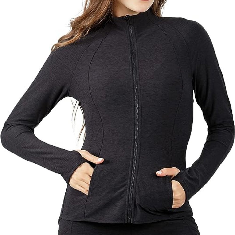YOGALICIOUS Heathered Lux Hi Black Jacket XXL NWT